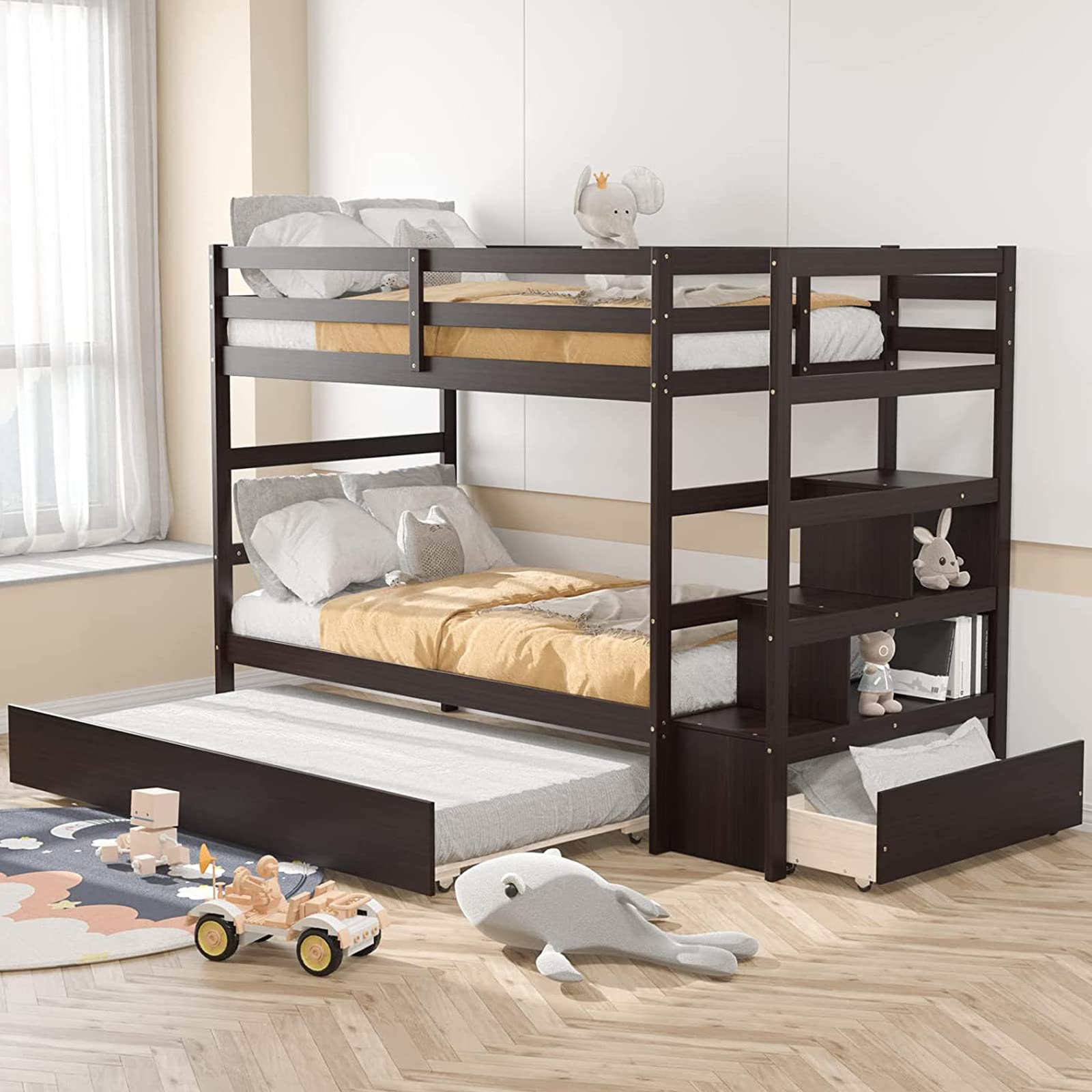 Giantex Twin-Over-Twin Bunk Bed with Trundle