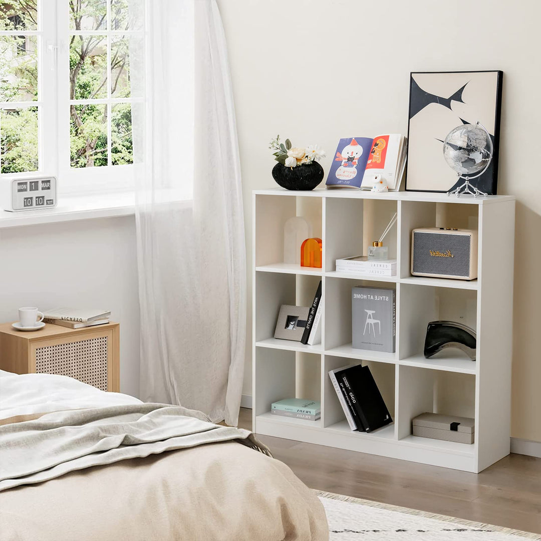 Giantex 9-Cube Bookcase White - 4-Tier Freestanding Open Bookshelf