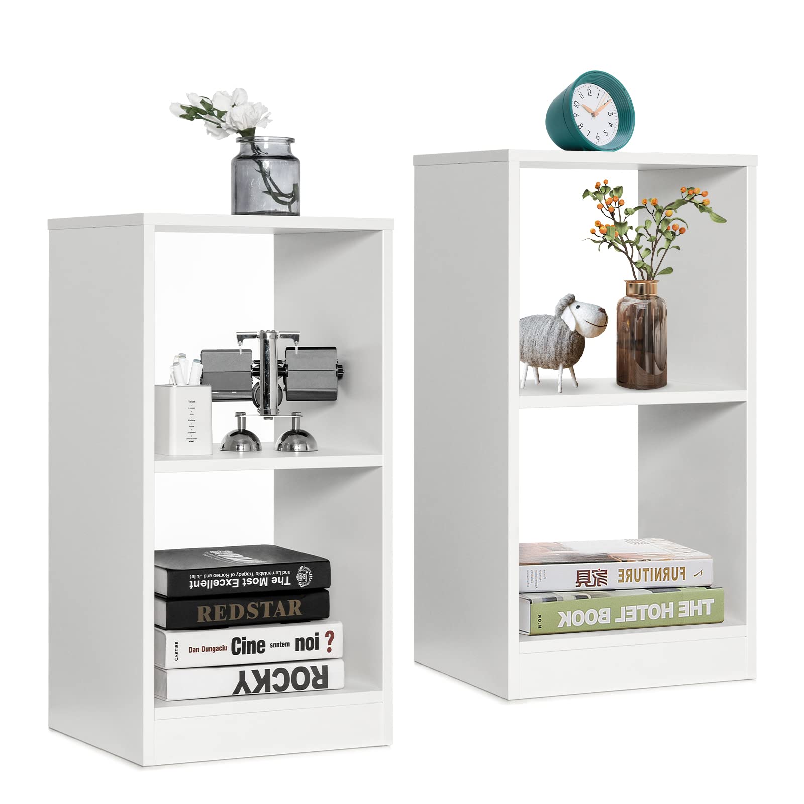 Giantex 2-Pcs 2-Tier White Bookshelf