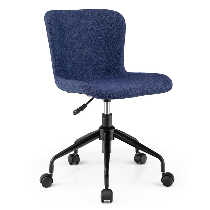 Giantex Home Office Chair with Wheels, Mid-Back Swivel Computer Chair Rolling Adjustable Linen Leisure Chair