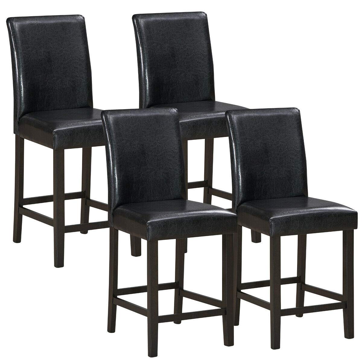 Giantex 25 inch Wooden Vintage Bar Chairs, Counter Stools w/ Upholstered Foam Cushion & Solid Rubber Wood Legs