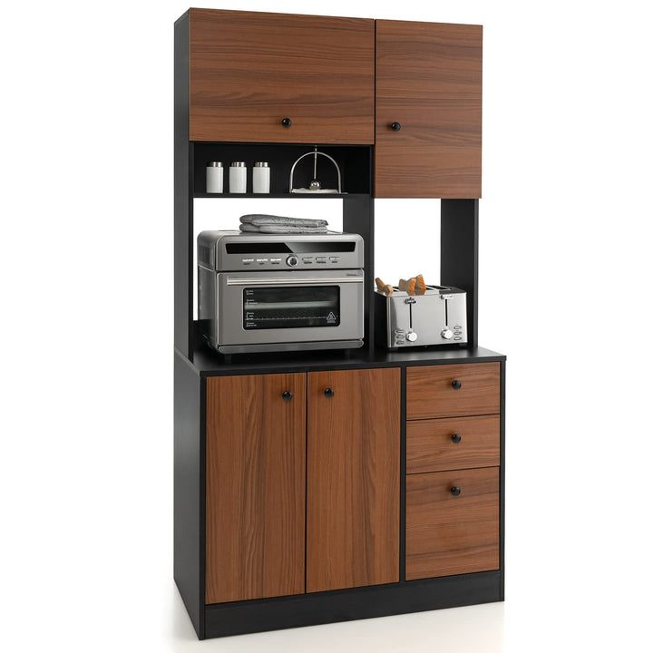 Giantex Kitchen Pantry, Buffet Hutch with 3 Storage Cabinet, 71'' Floor Large Cupboard with 3 Deep Drawers