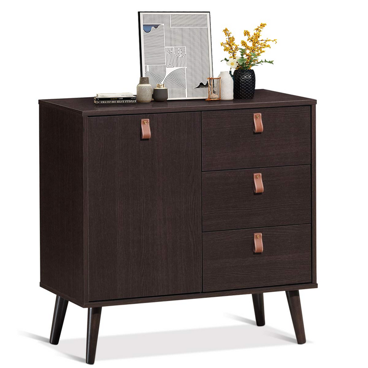 Giantex Sideboard Storage Cabinet with Doors and Adjustable Shelf (Dark Brown)