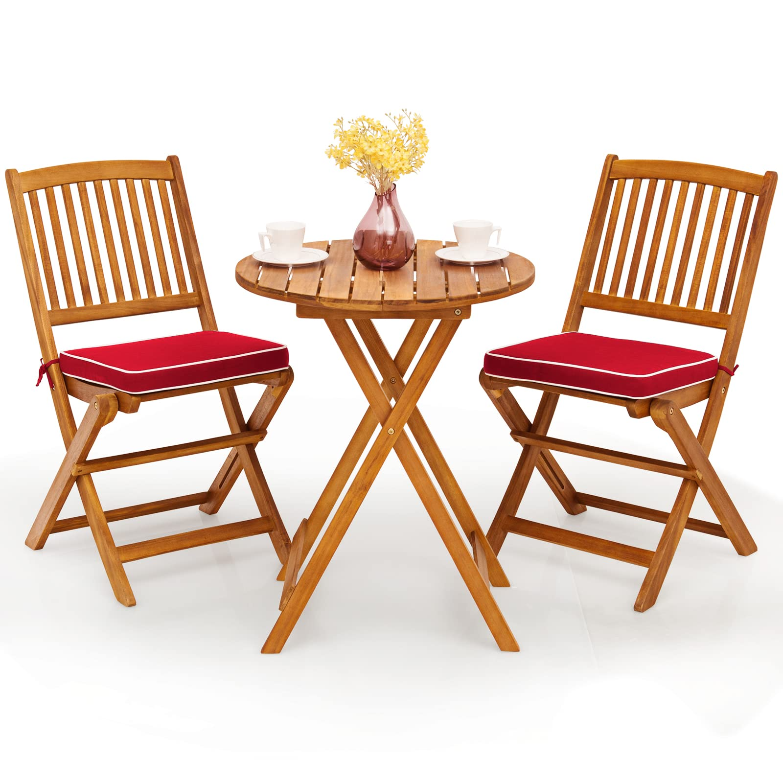 Folding wooden bistro discount table