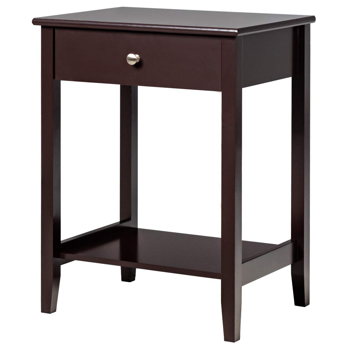 Nightstand Wooden 2-Tier Couch Sofa Side Table with Drawer, End Table