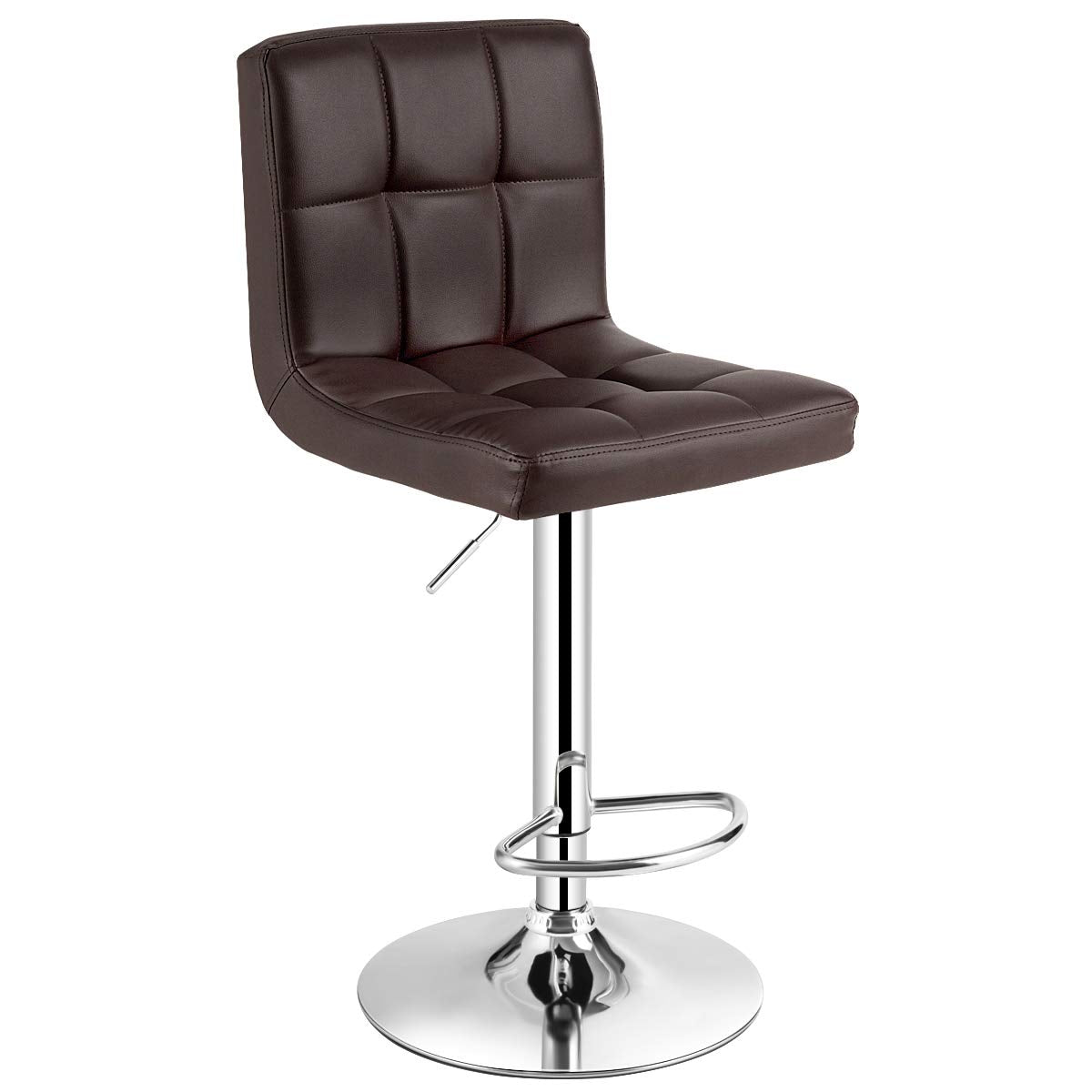 Giantex Bar Stool, Modern Swivel Adjustable Armless Barstools, Square Counter Height PU Leather Bar Stools