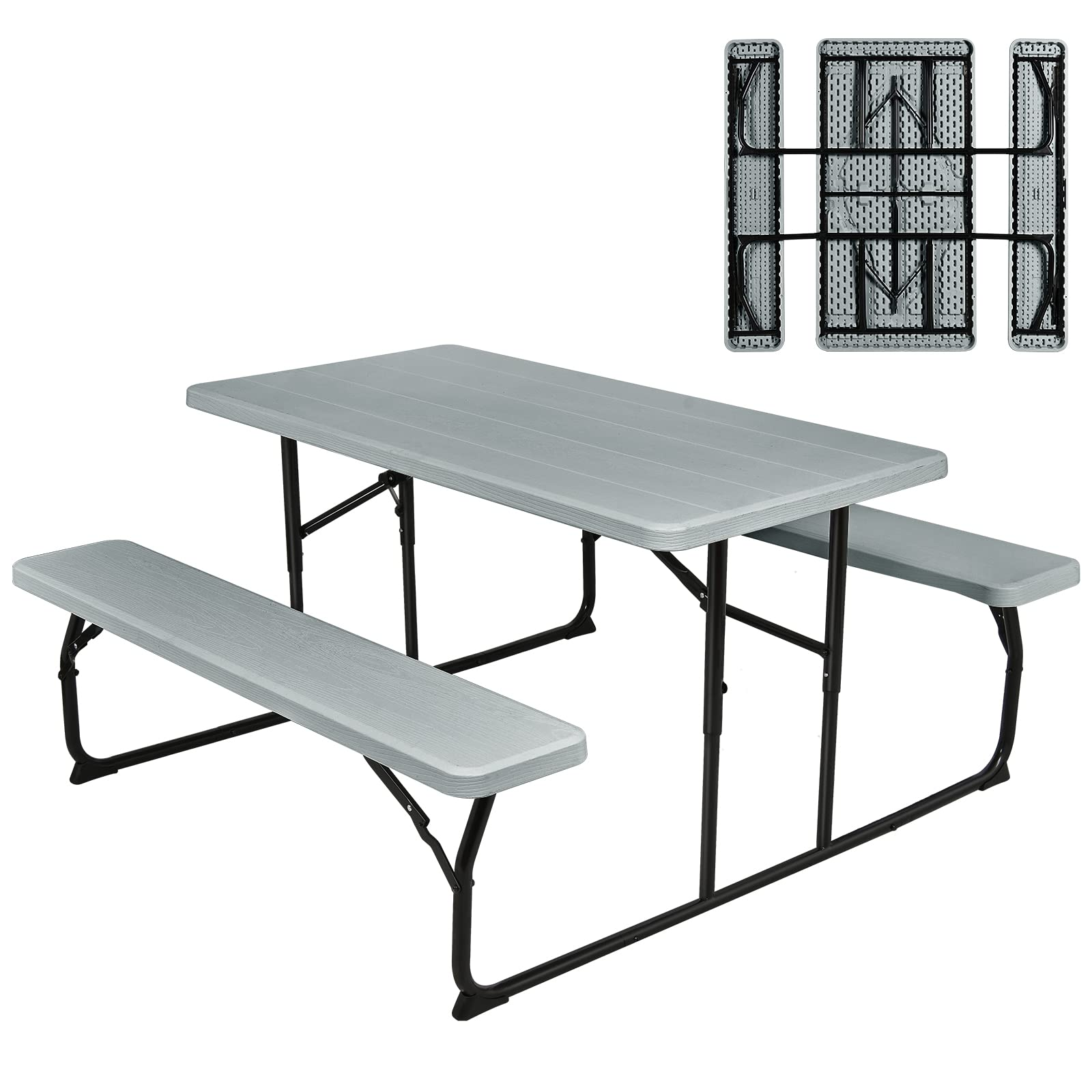 Giantex Folding Picnic Table Bench Set, Outdoor Dining Table Set