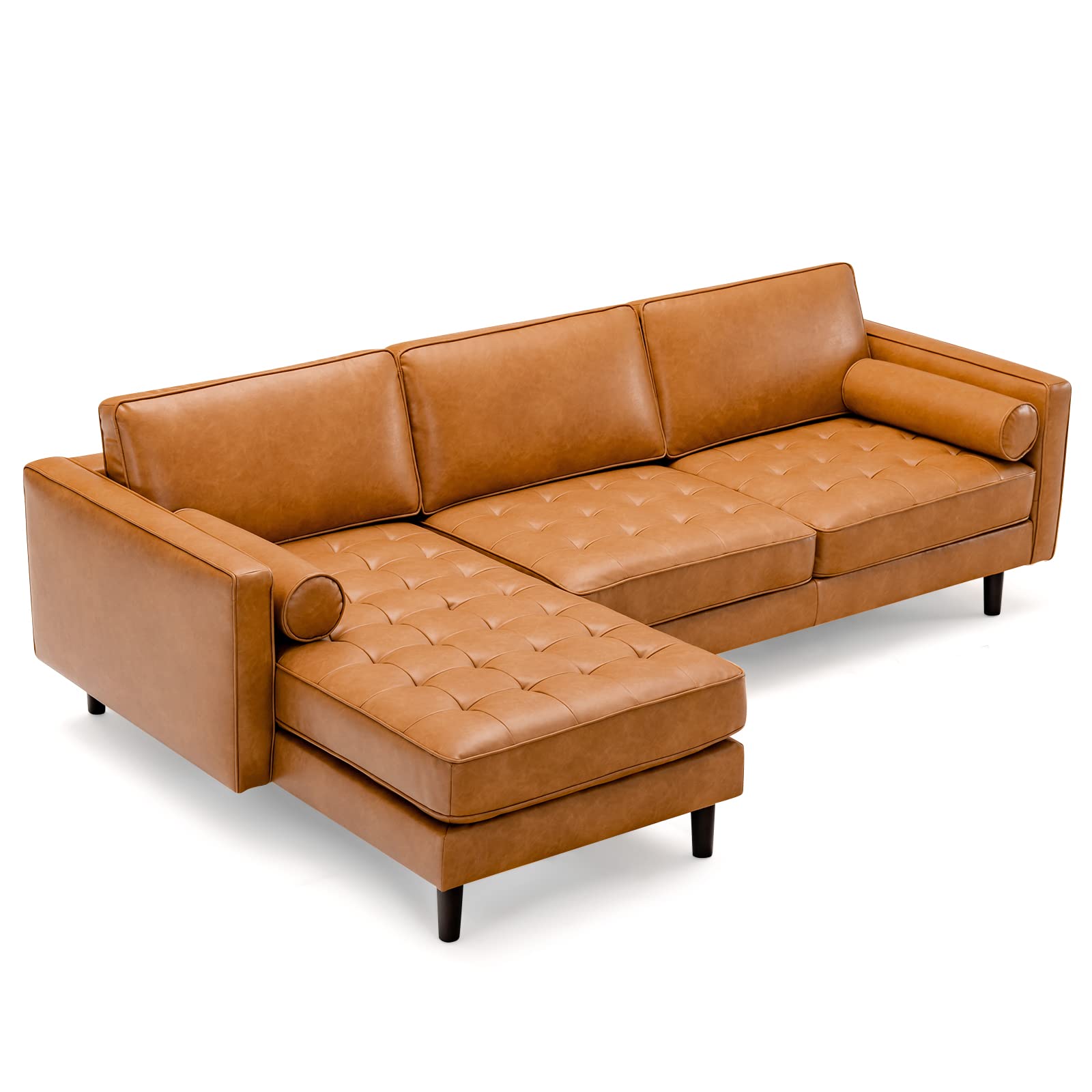 Giantex Sectional Sofa Couch with Chaise Lounge, L-Shaped 3-Seat Sofa Sleeper