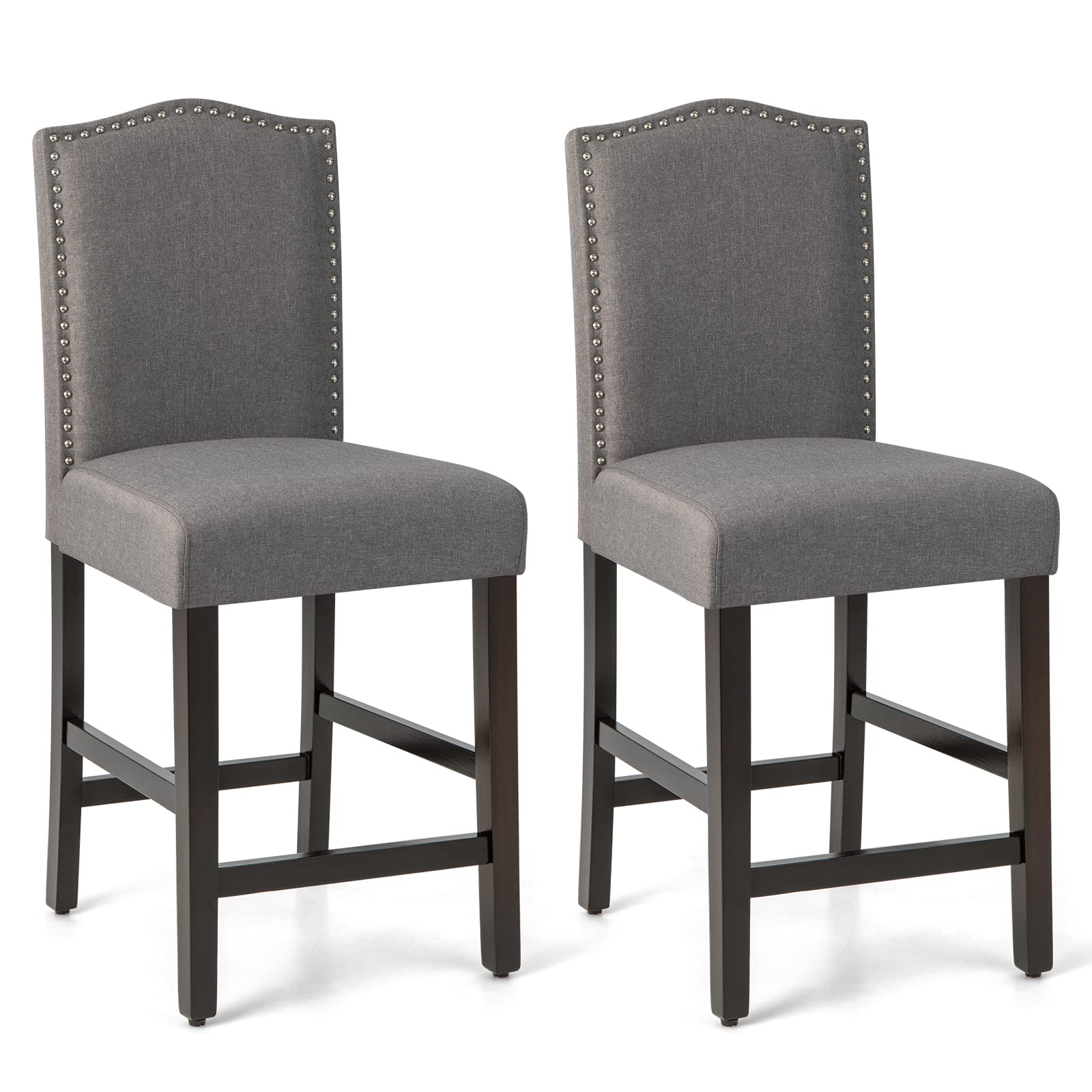 Giantex Bar Stools Set of 2, 25" Counter Height Bar Dining Chairs with Rubber Wood Legs