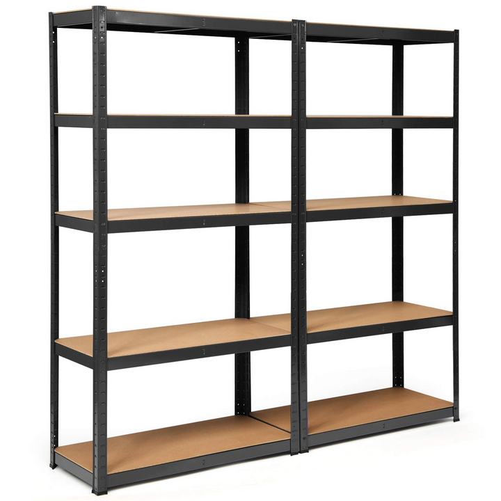 Giantex 2 Pieces Shelving Rack Storage Shelf Steel Garage Utility Rack 5-Shelf Adjustable Shelves