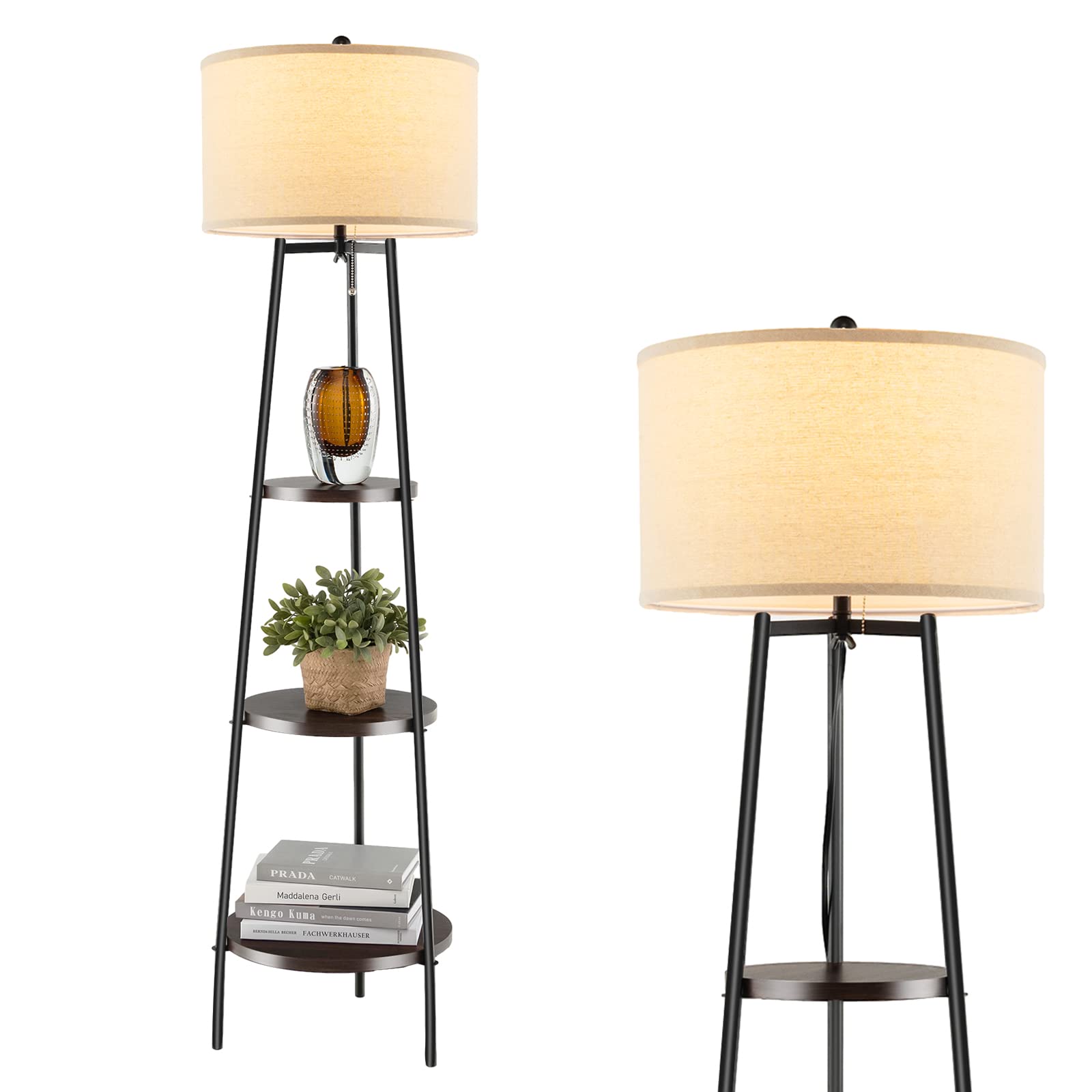Giantex Floor Lamp with 3-Tier Shelves - Modern Standing Corner Floor Lamp