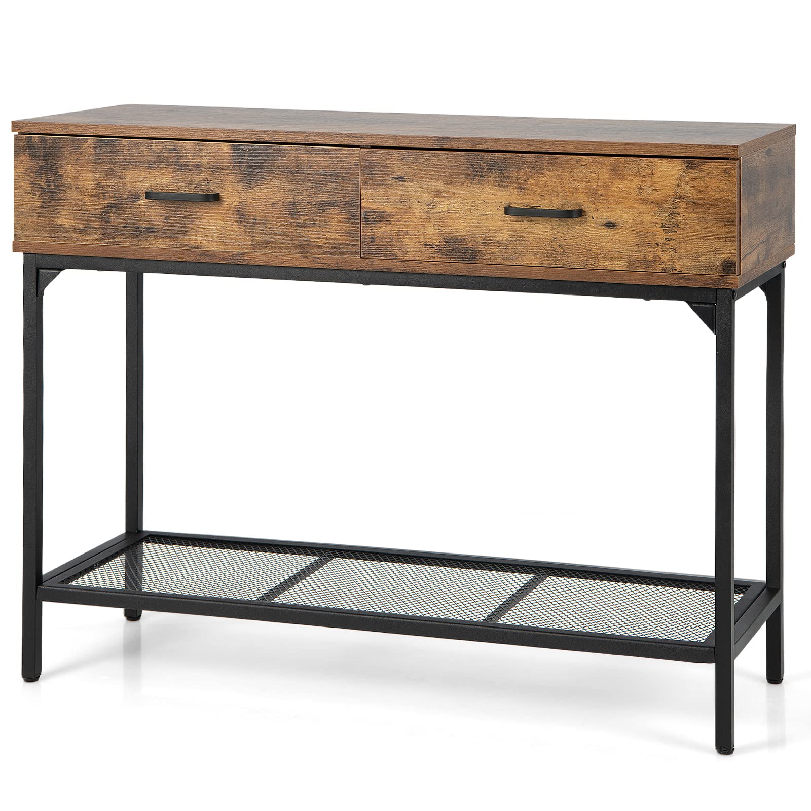 Giantex Console Table with Drawers - Industrial Hallway Table for Small Space, Long Sofa Side Table Behind Couch