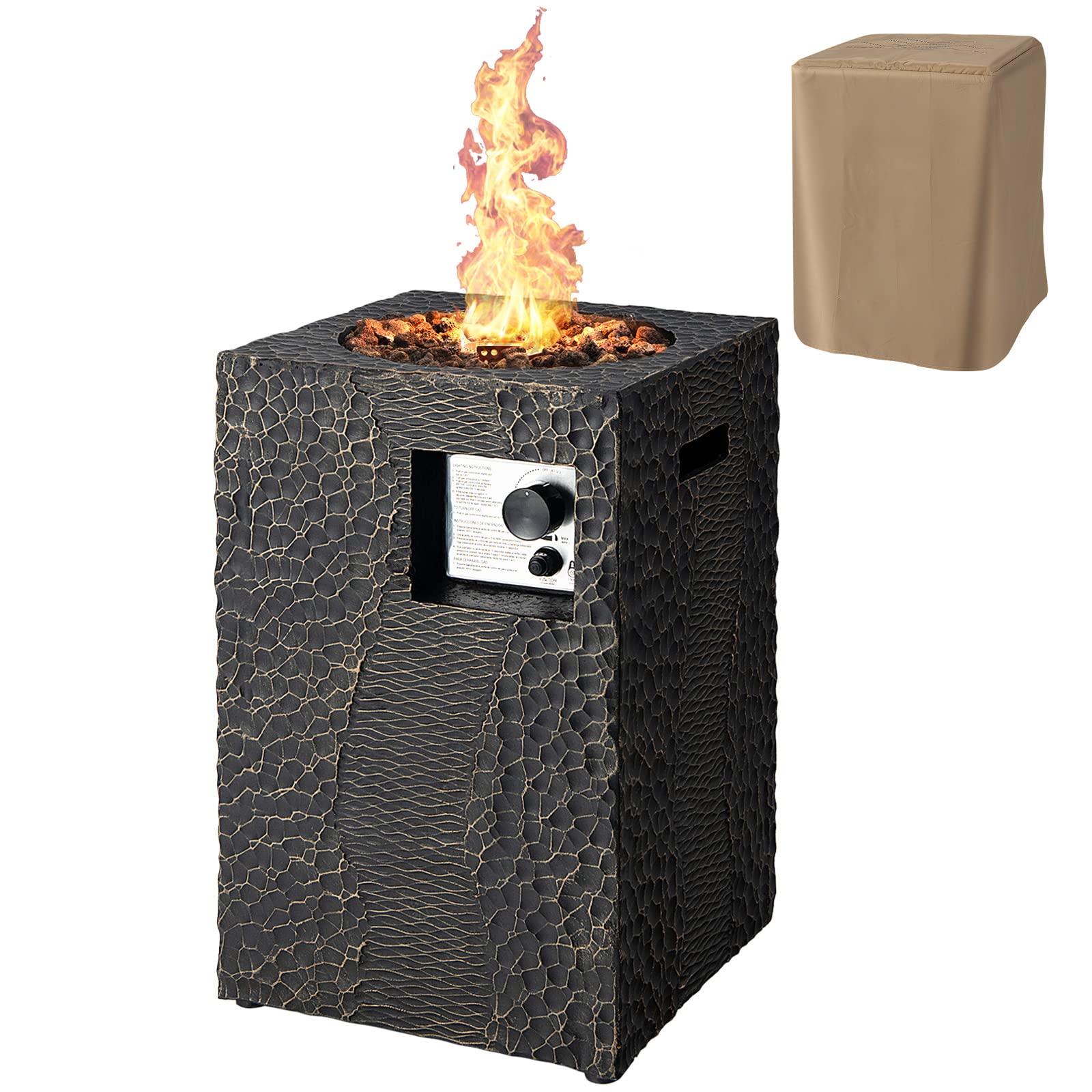 Fire Pit for Outside 16" as Fireplaces, 30,000 BTU Electronic Ignition Square
