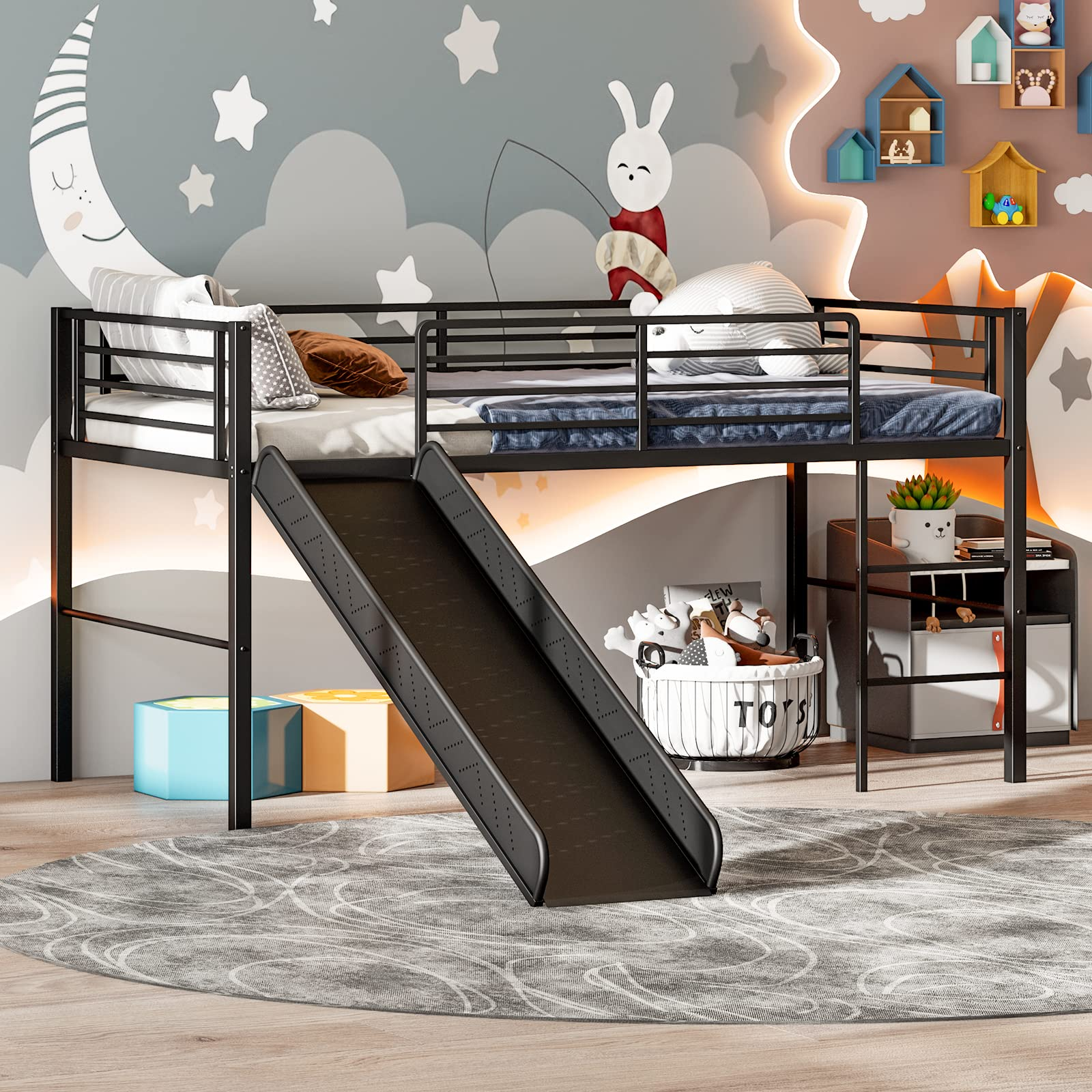 Giantex Twin Loft Bed with Slide