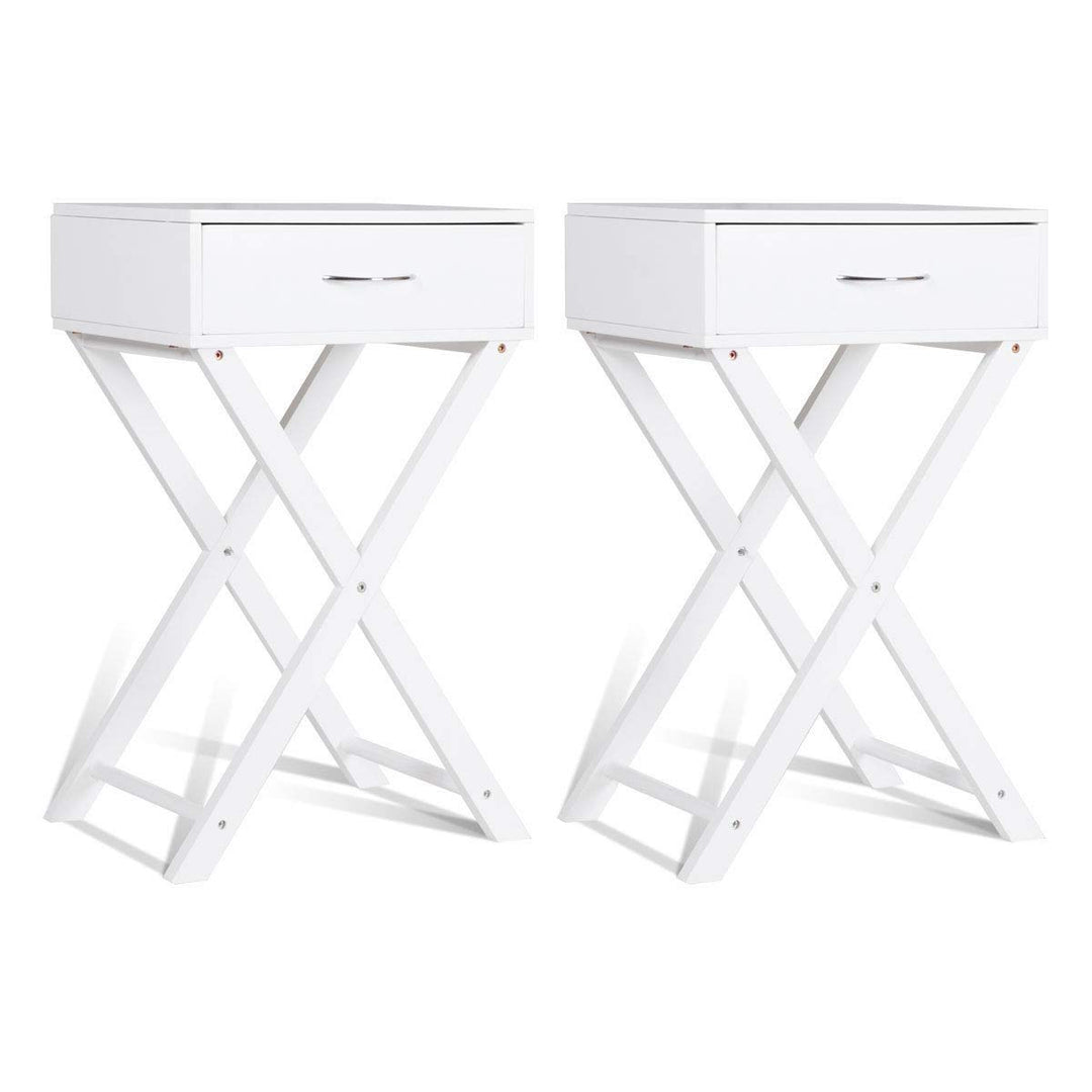 Giantex Nightstand with Drawer X-Shaped Design Sofa Side Table