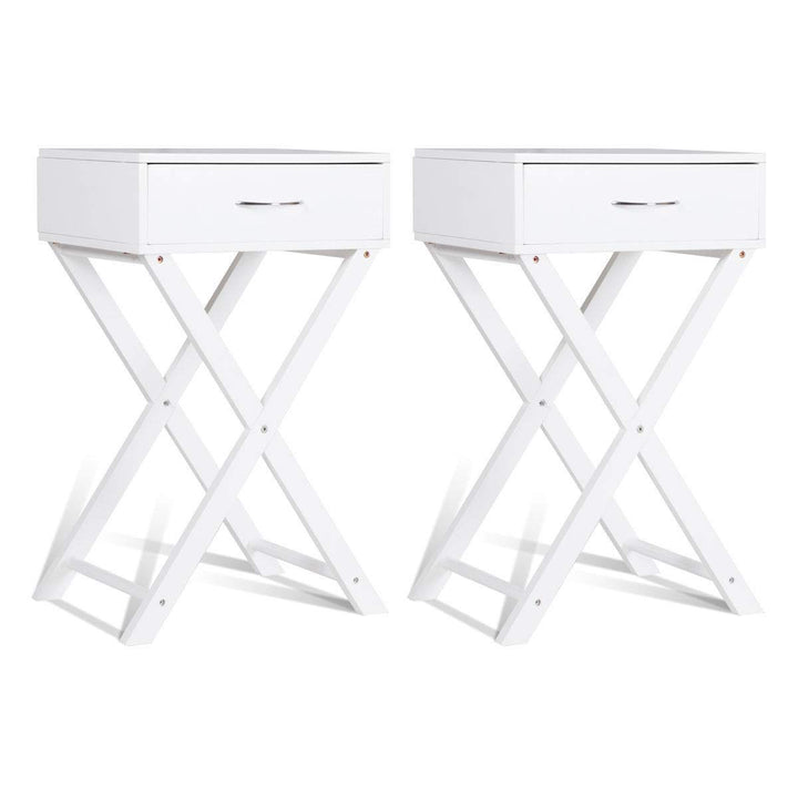 Giantex Nightstand with Drawer X-Shaped Design Sofa Side Table
