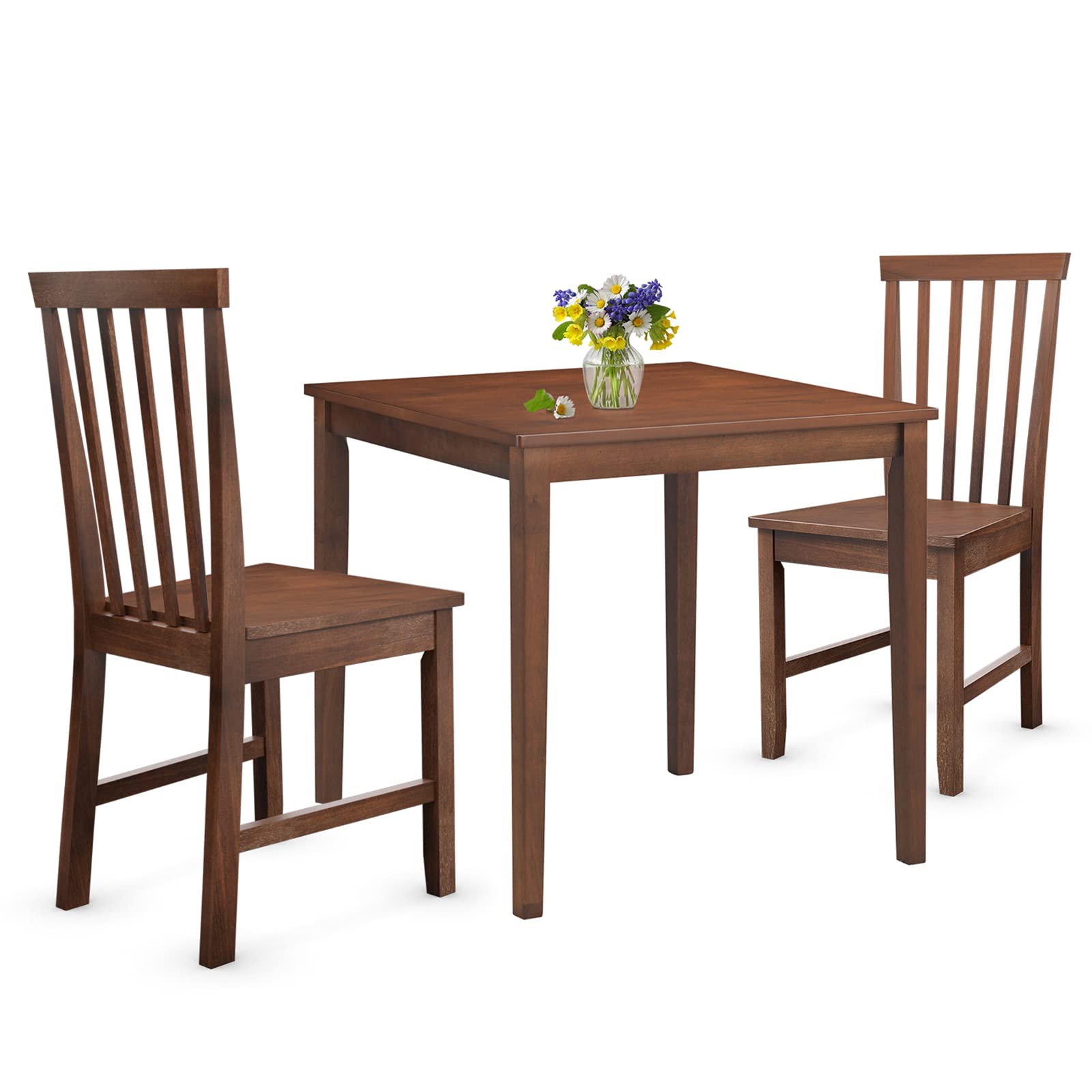 Giantex 3-Piece Wood Dining Table Set, Rustic Style Kitchen Table Set for 2-Person