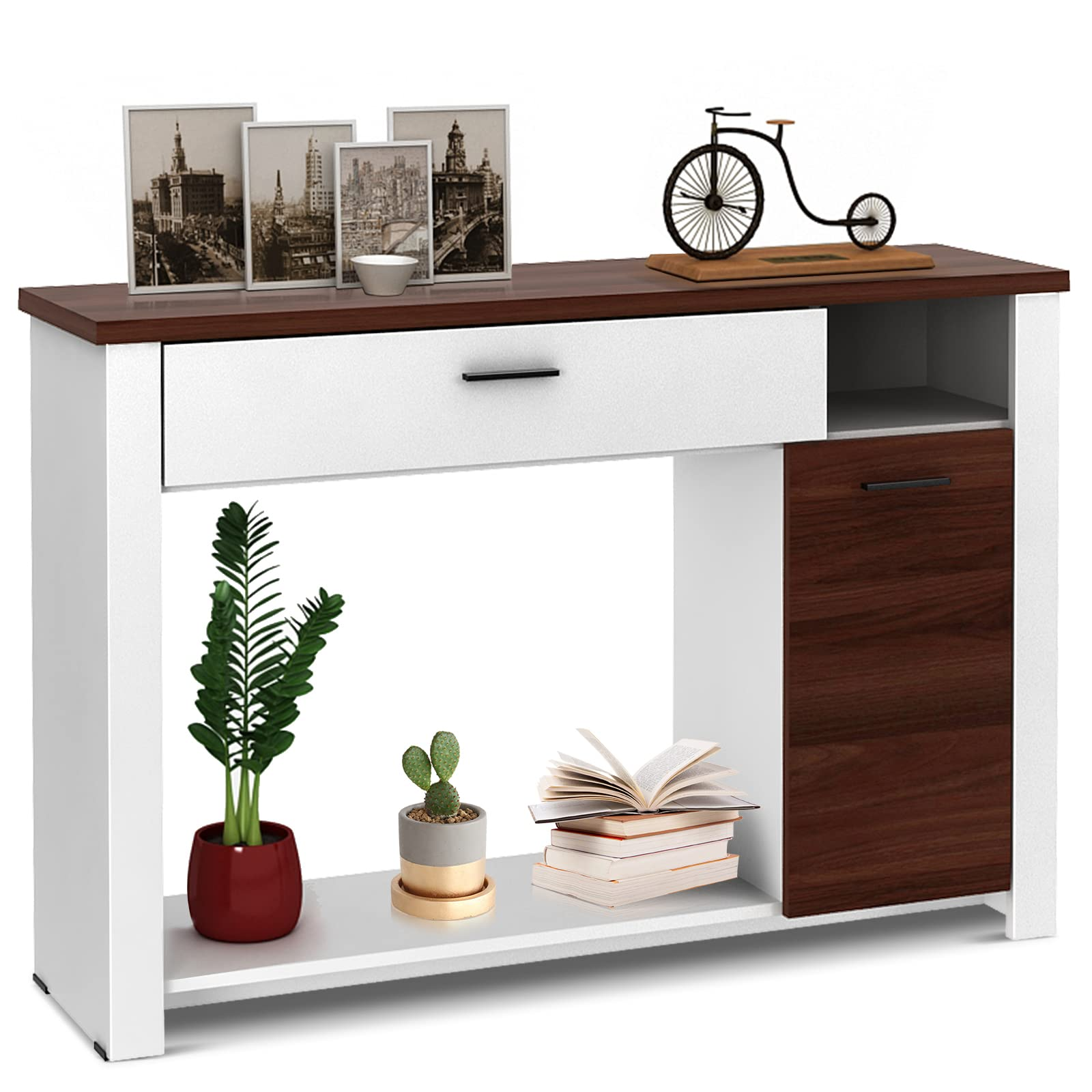 Giantex Console Table 48 Inch Sofa Side Table with Drawer and Cabinet, Entryway Table