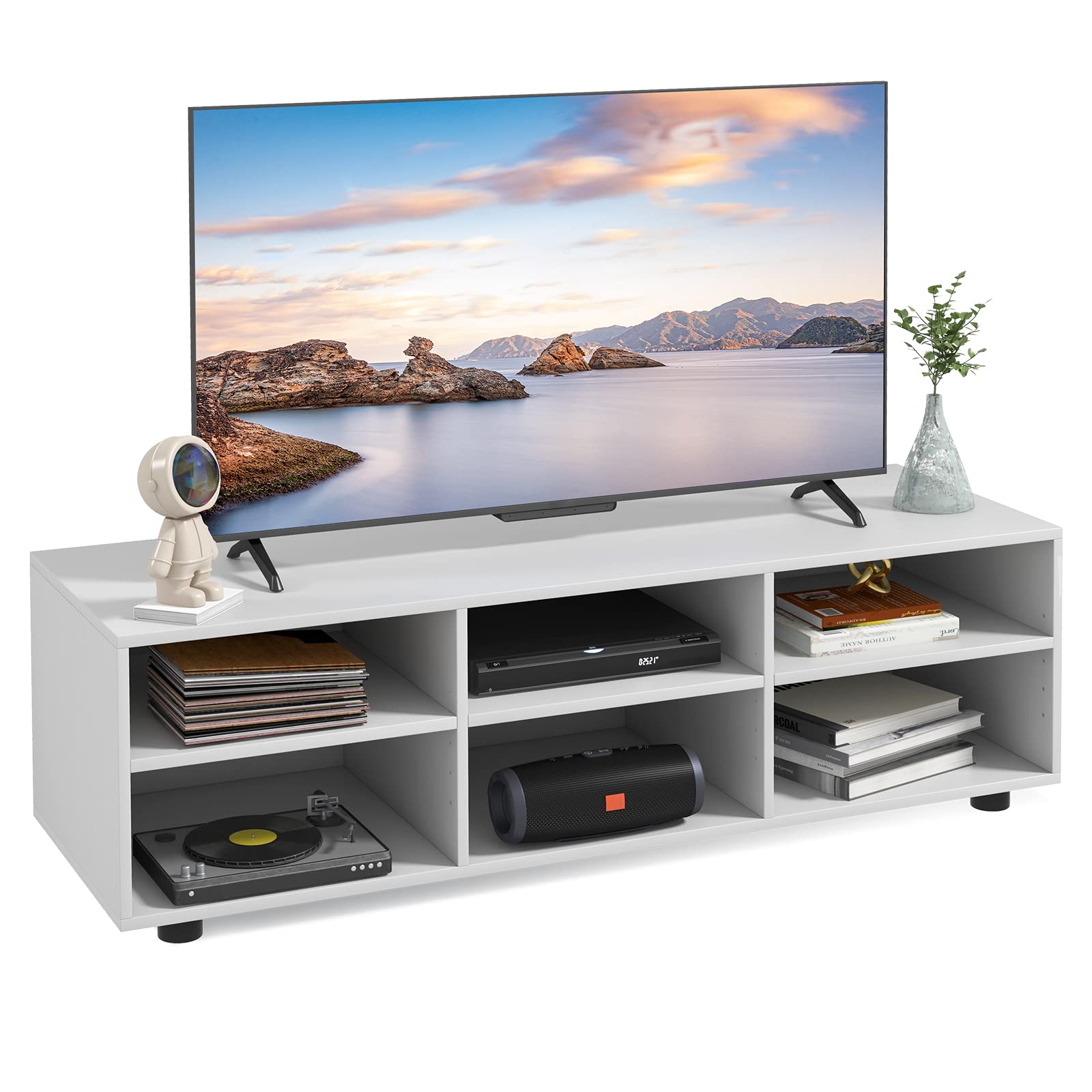 Giantex TV Stand with Cube Storage - TV Console Cabinet w/ 6 Open Compartments