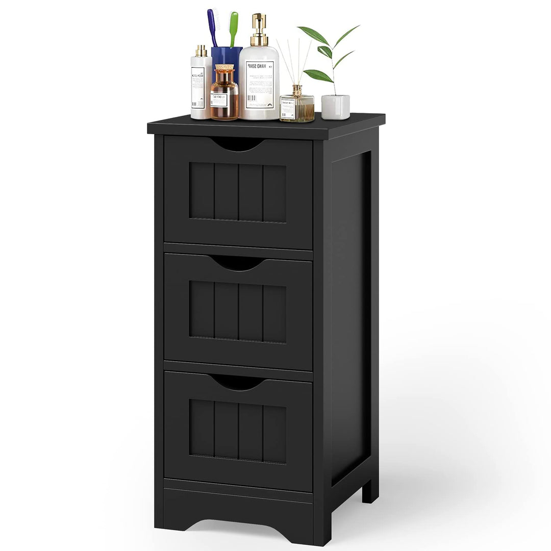 Giantex Bathroom Floor Cabinet - Small Bathroom Storage Cabinet with 3 Removable Drawers