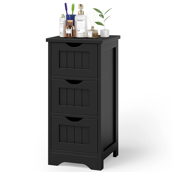 Giantex Bathroom Floor Cabinet - Small Bathroom Storage Cabinet with 3 Removable Drawers