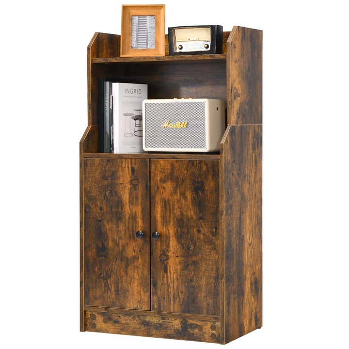 Rustic Brown 2 Doors Bookcase with Adjustable Shelf