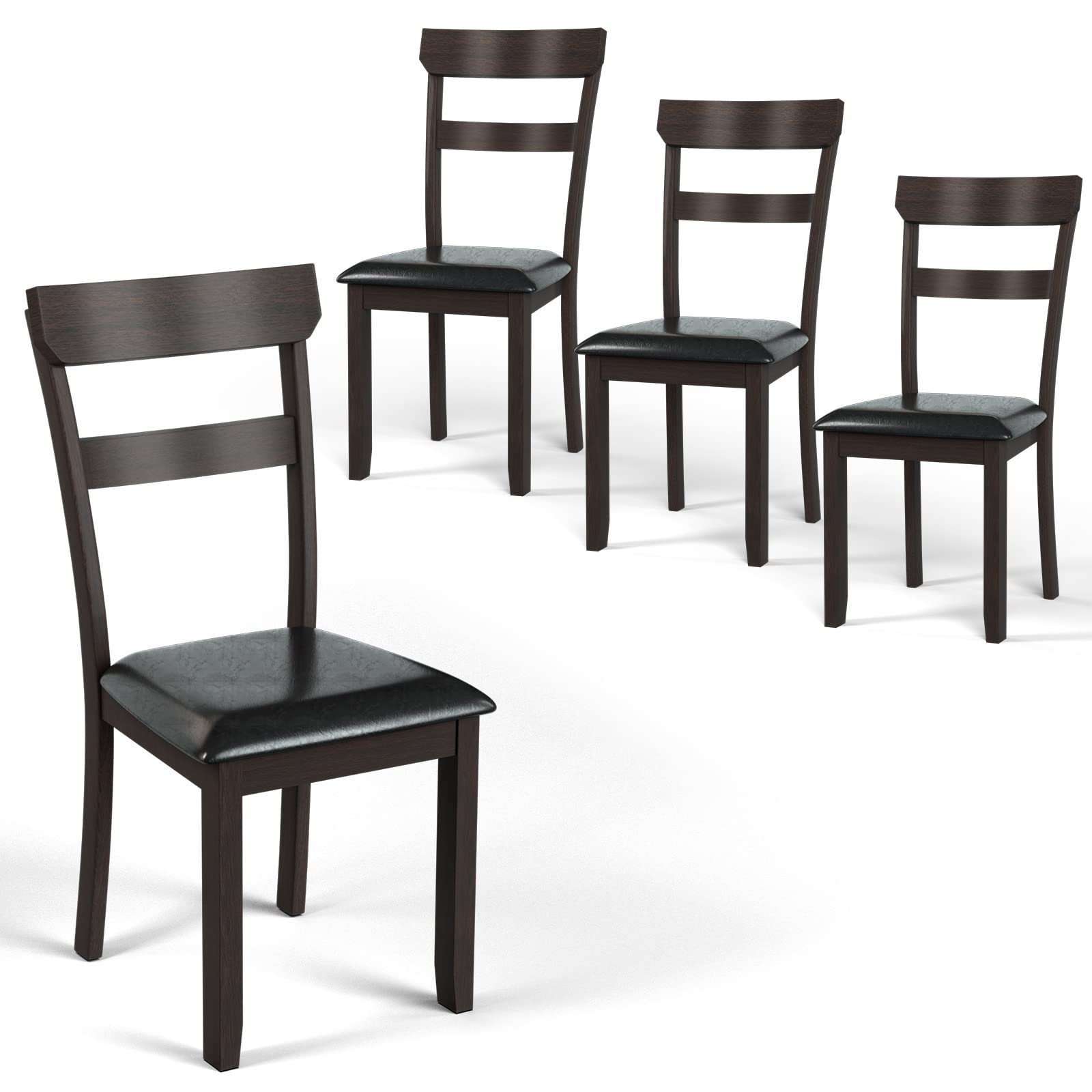 Giantex Black Dining Chairs, Upholstered Leather Kitchen Dining Room Chairs