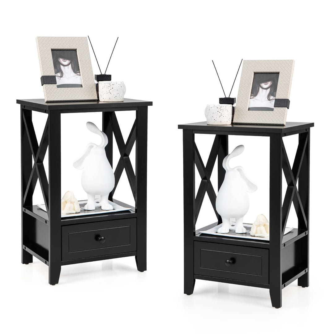 Giantex Modern X-Design Nightstand Set