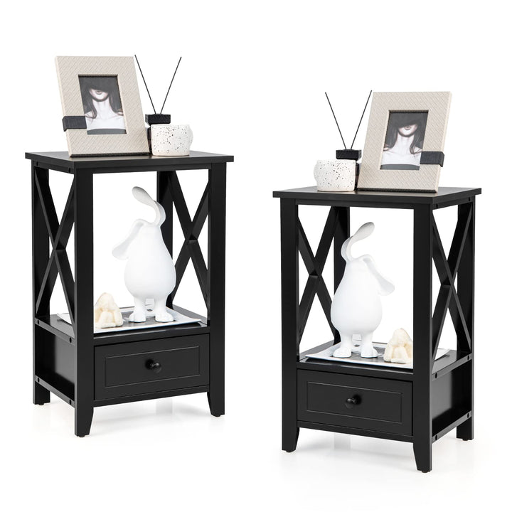 Giantex Modern X-Design Nightstand Set