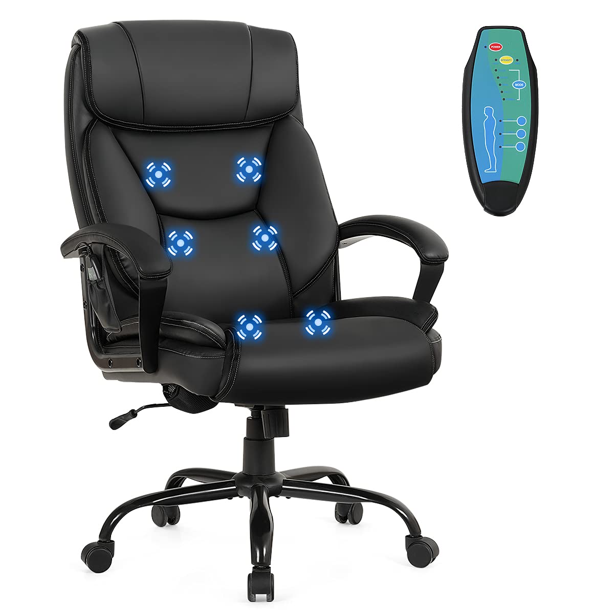 Giantex 500 lbs Big and Tall Office Chair, Massage Executive Chair w/ 6 Vibrating Points