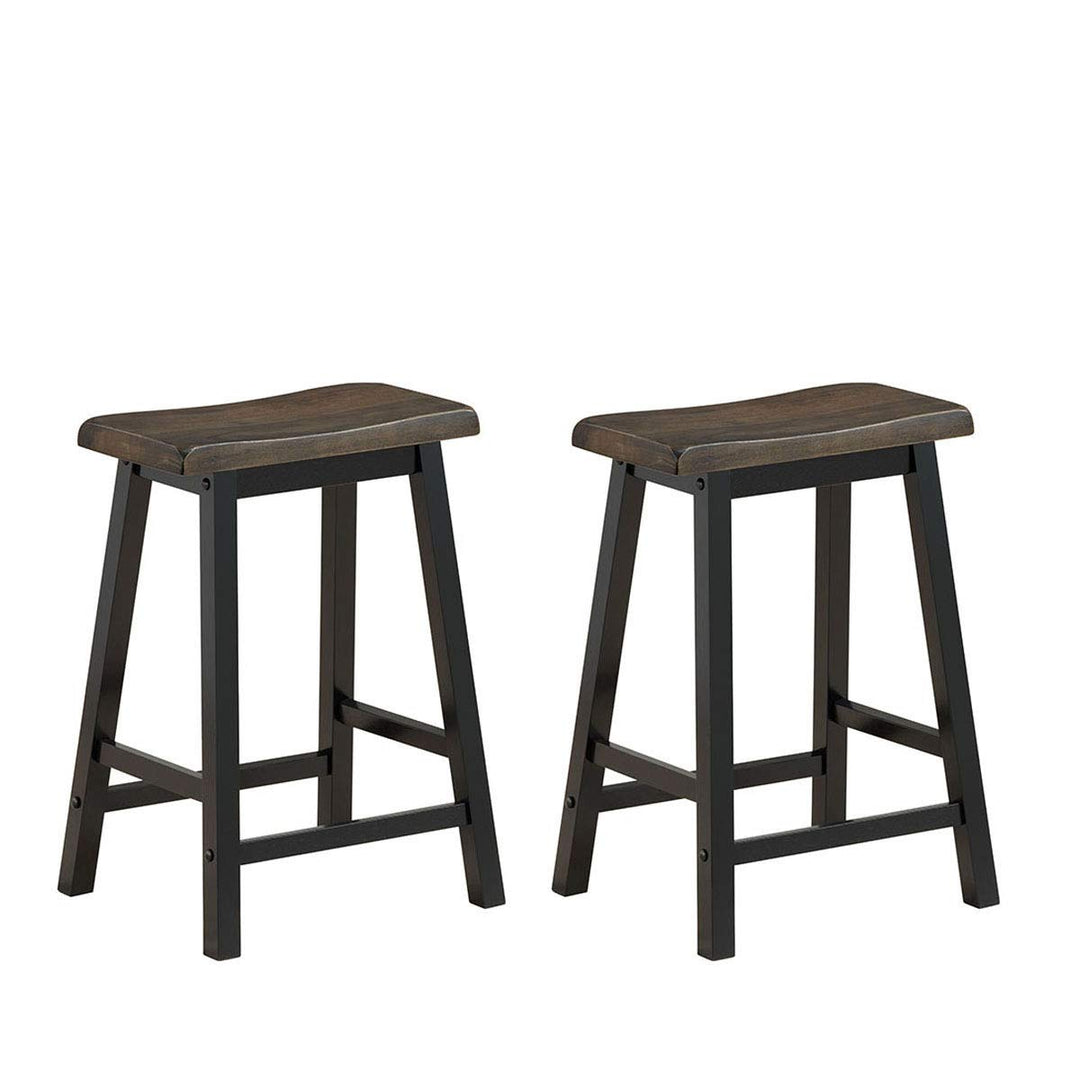 Giantex Set of 2 Saddle Seat Stools, Wood Vintage Counter Height Chairs