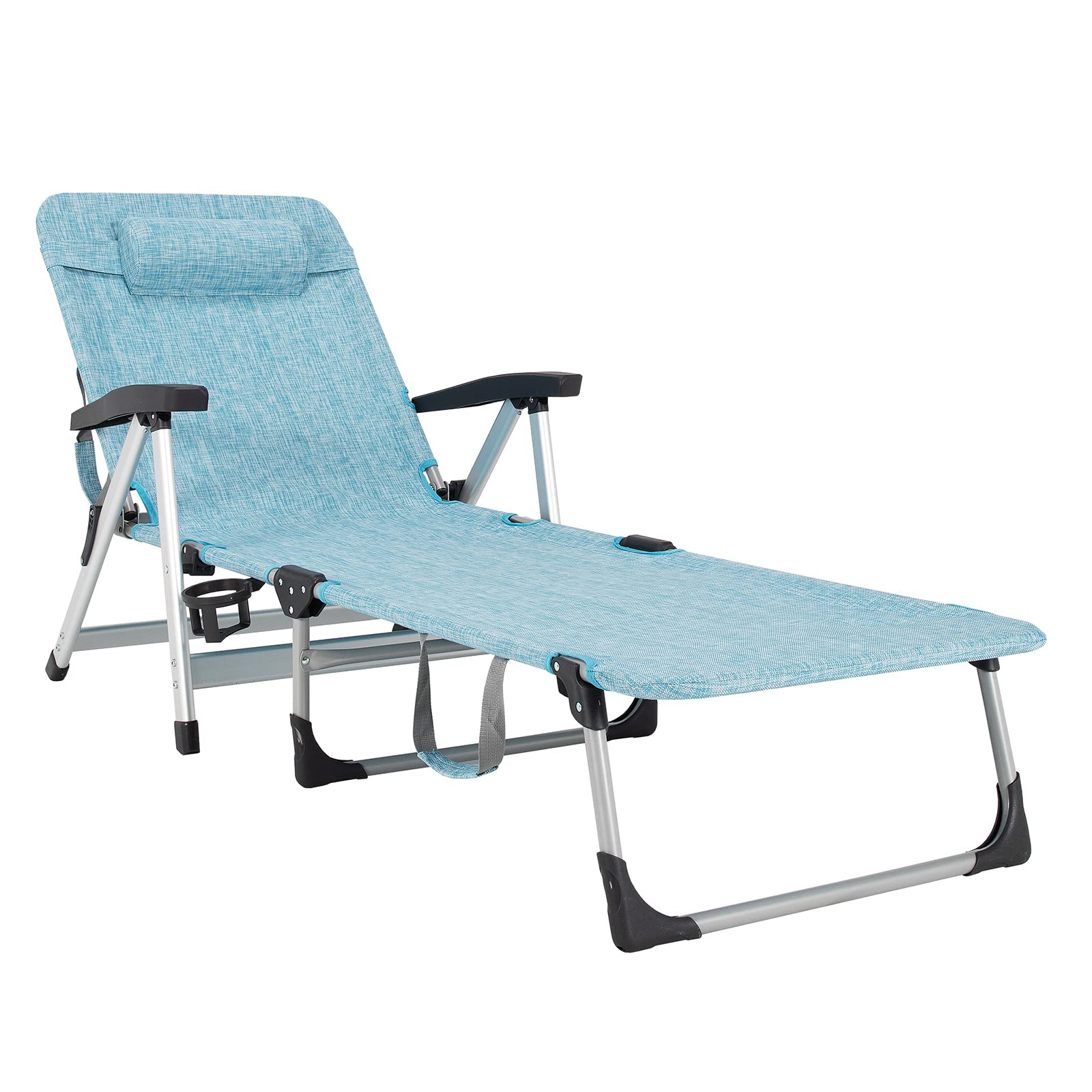 Patio Chaise Lounge Chair 7 Adjustable Position Folding Camping Cot