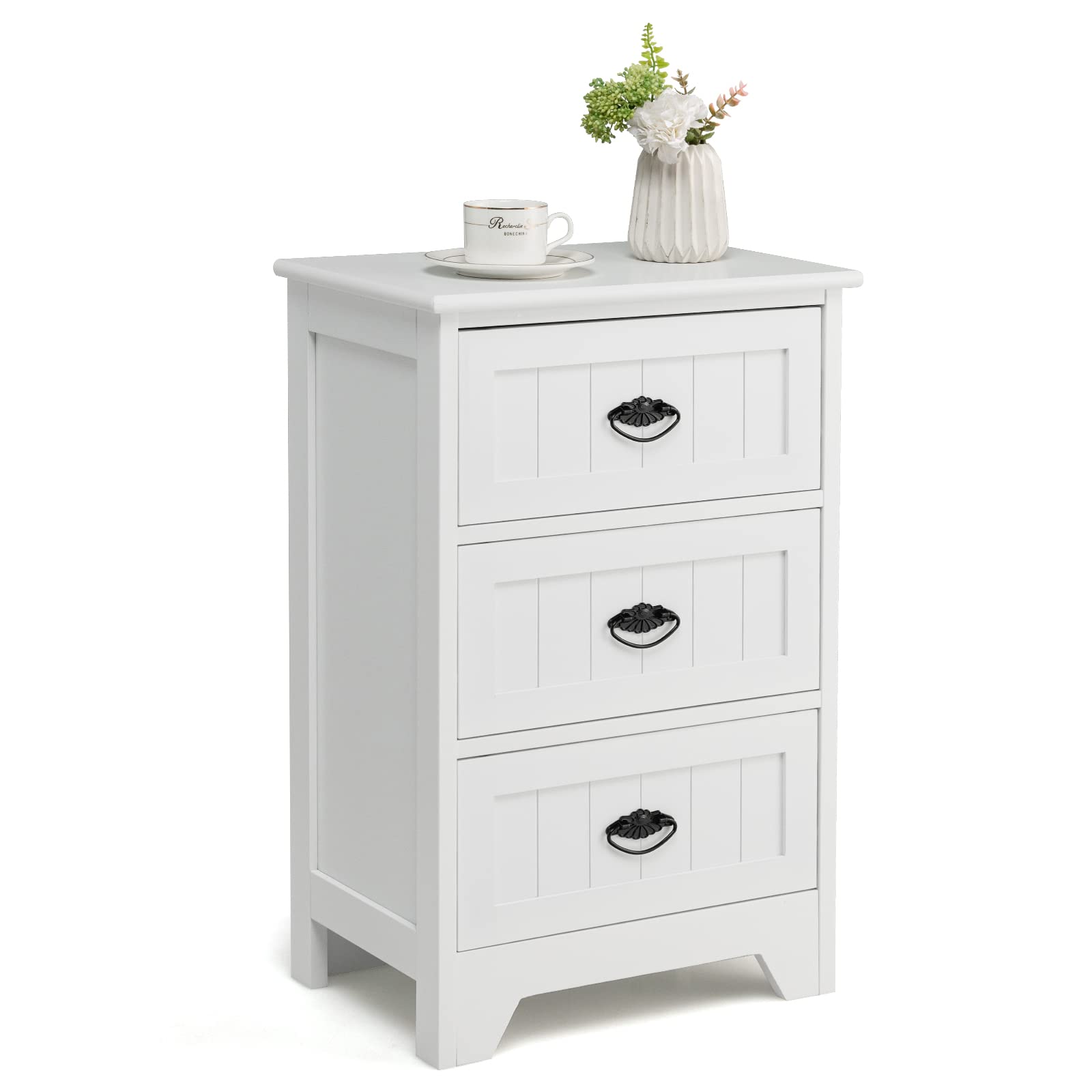 Giantex Nightstand with 3 Drawers, Bedside Table