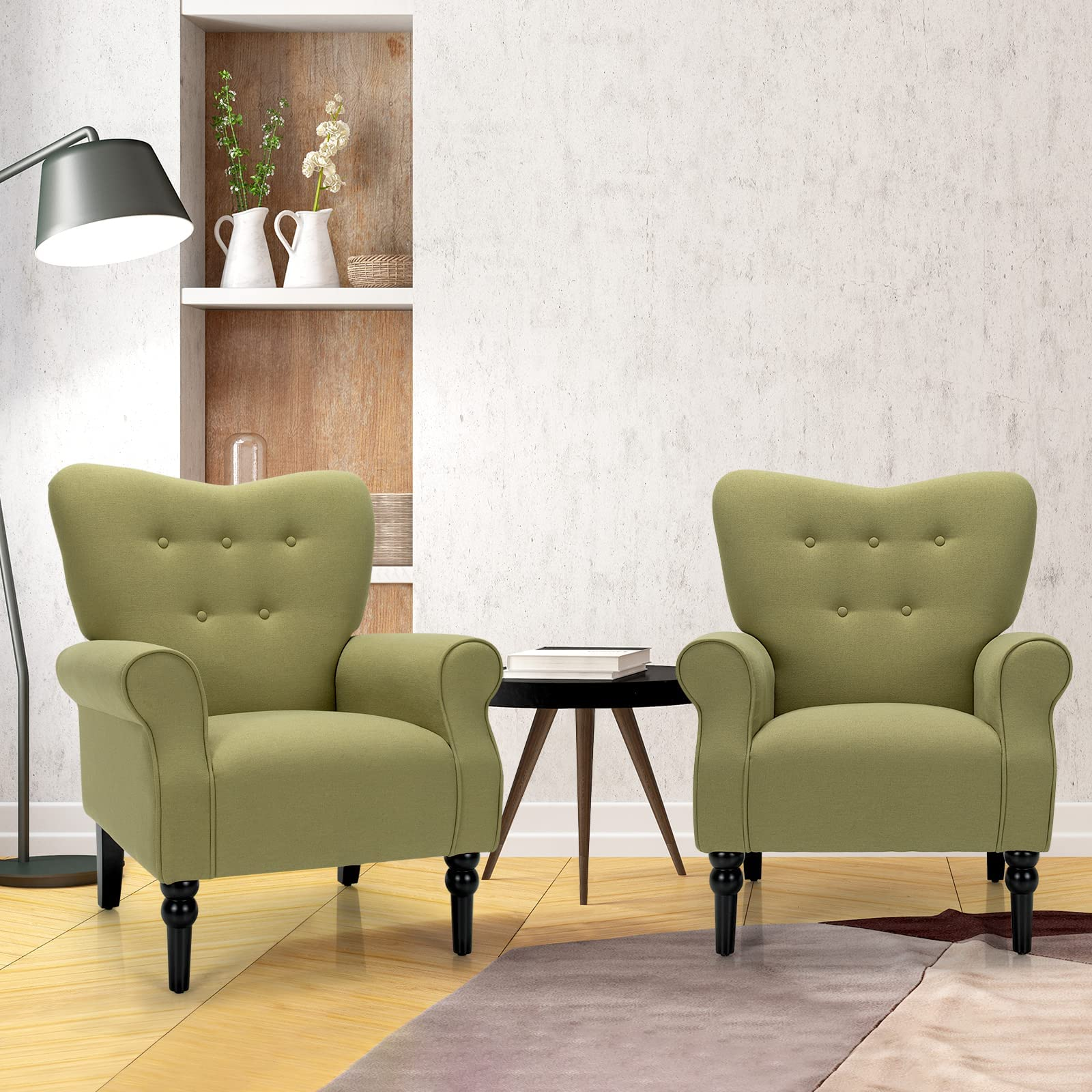 Giantex Yellow/ Avocado Green Fabric Accent Chair