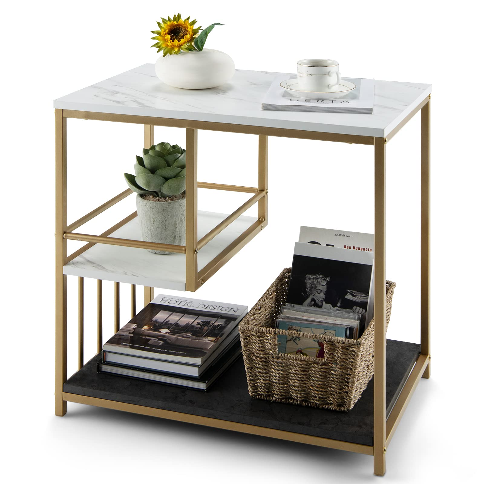 Giantex Side Table with Storage, 3-Tier End Table