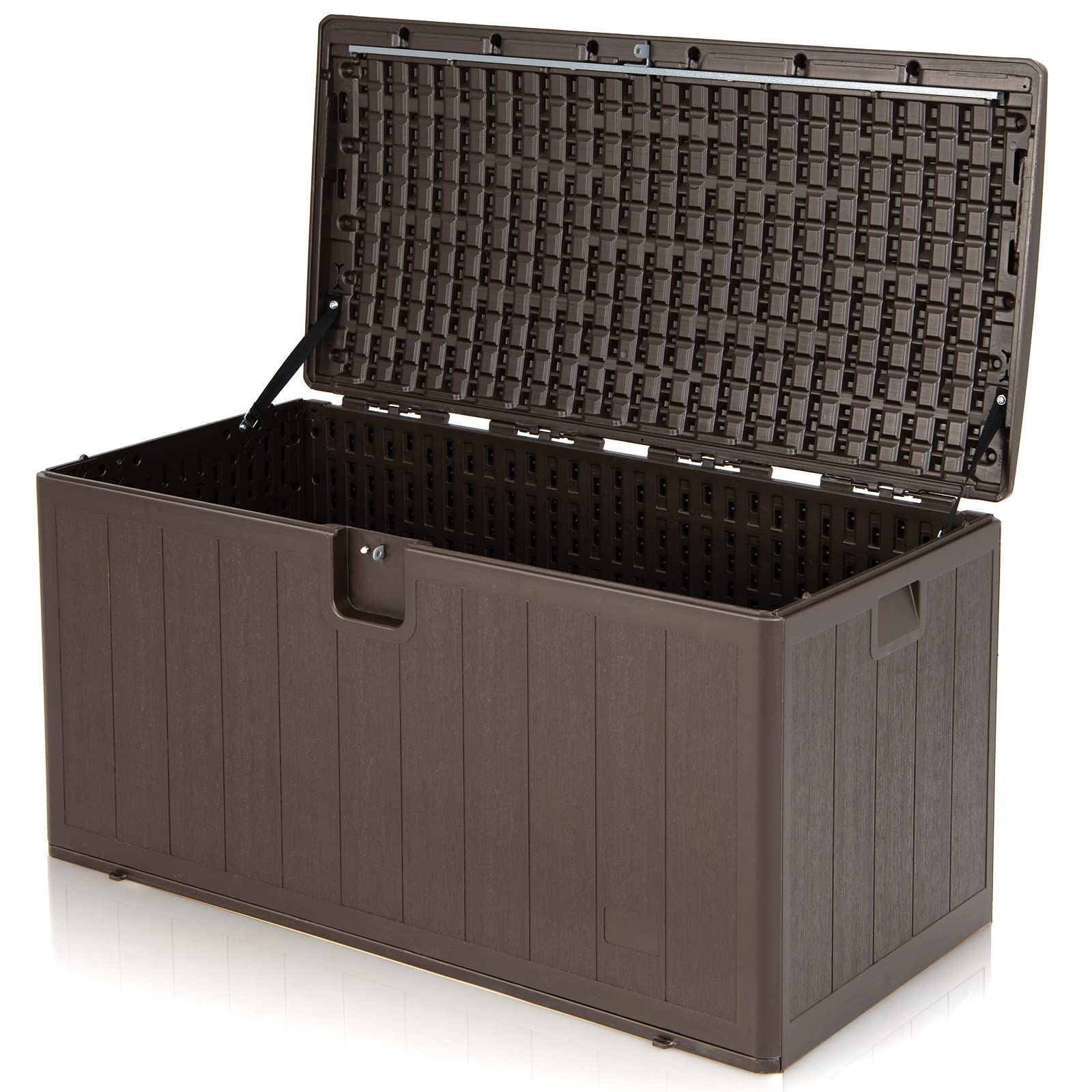 Outdoor Storage Deck Box Patio Bin - 105 Gallon Indoor/Outside Storage Box with Lockable Lid