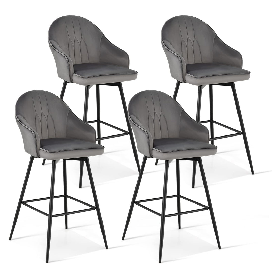 Giantex Modern Low Back Bar Chairs for Kitchen, Pub, Bistro, Grey