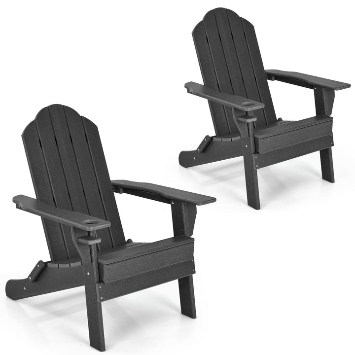 Adirondack Chair Outdoor Folding Chairs, Weather Resistant Patio Chair with Built-in Cup