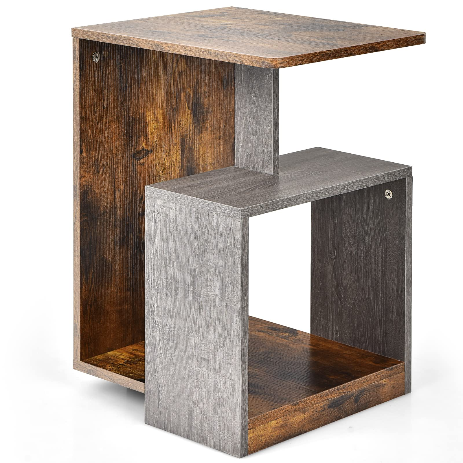 3-Tier Side Table w/Open Storage Shelf for Small Space