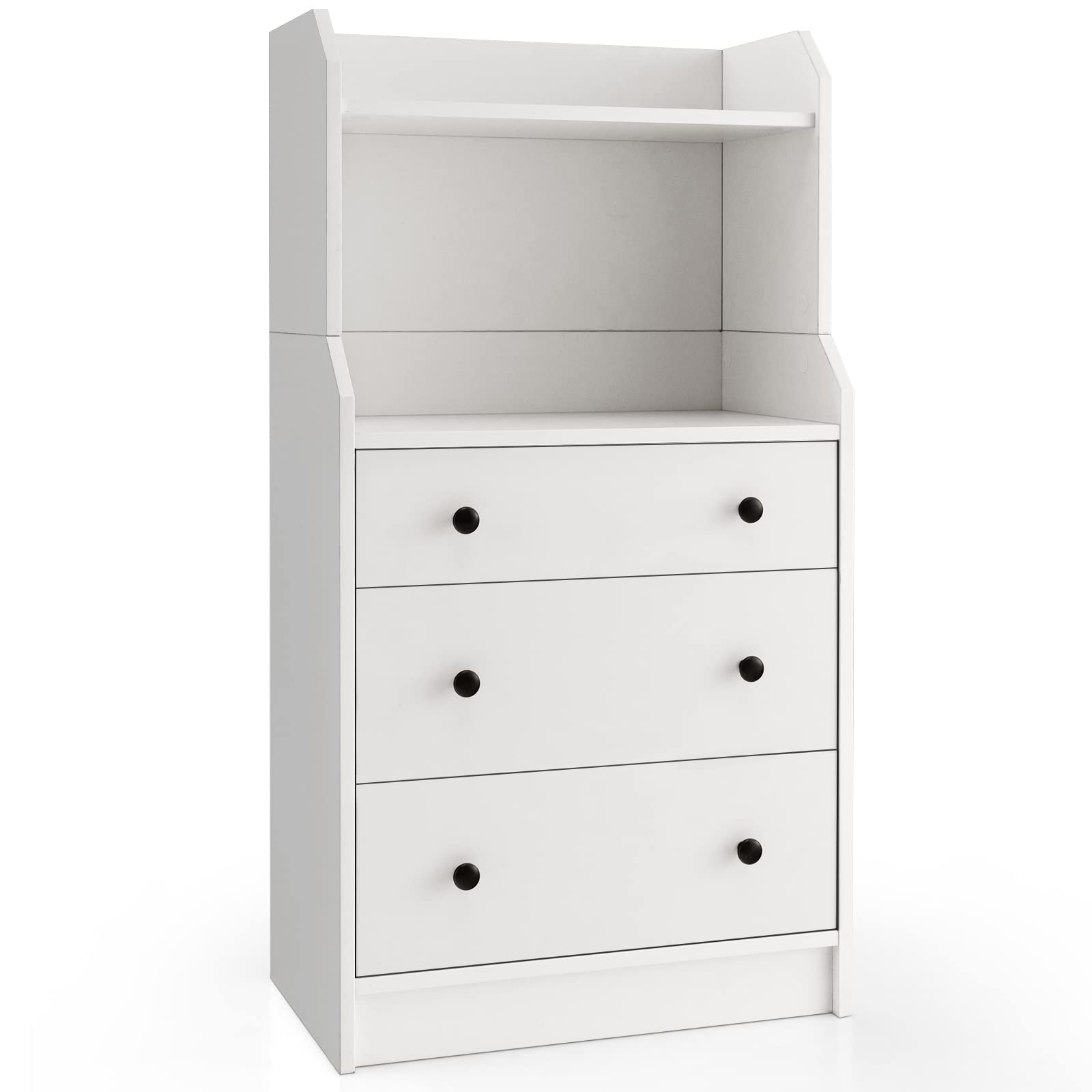 Giantex 3 Drawers Dresser for Bedroom - Modern Storage Dresser Chest of Drawers with 2 Shelves, 3 Pull-Out Drawers