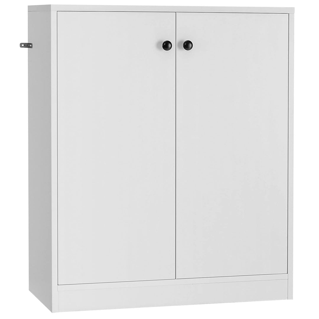 Giantex 2 Door Storage Base Cabinet - Freestanding Floor Cabinet with 3-Tier Shelf, White