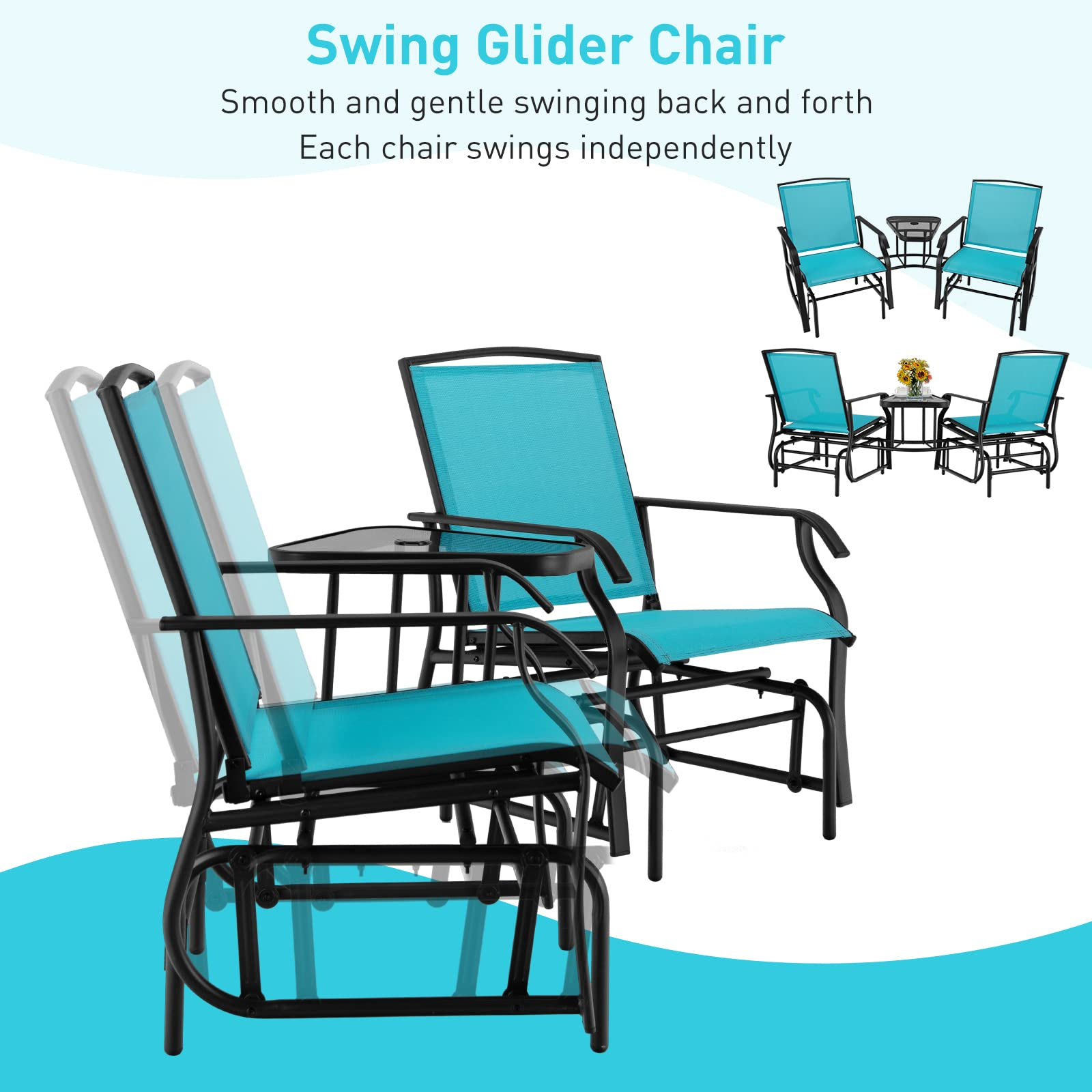 Giantex Outdoor Glider Chairs with Table & Umbrella Hole