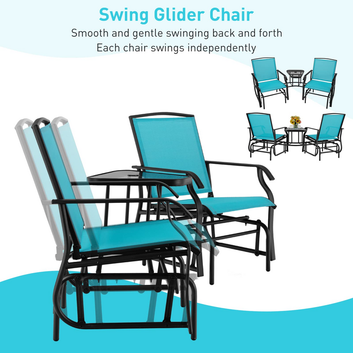 Giantex Outdoor Glider Chairs with Table & Umbrella Hole