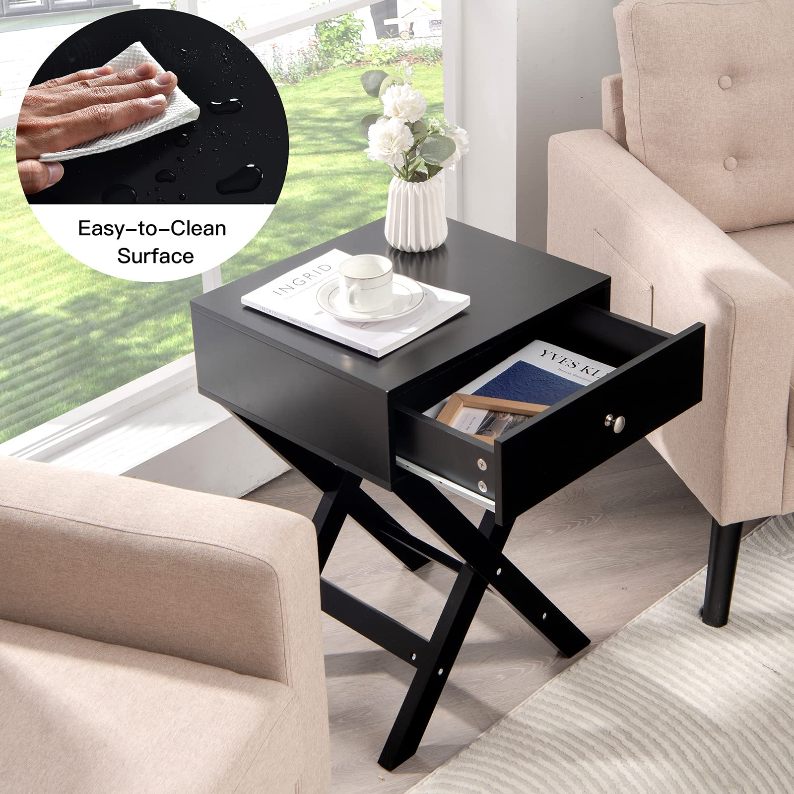 X-Shaped End Table, Modern Sofa Side Table