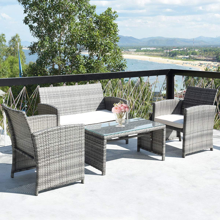 Giantex 4 Pc Rattan Patio Furniture Set