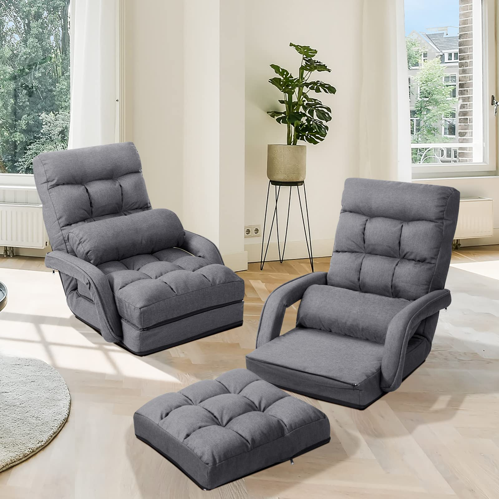 Updated Folding Lazy Sofa Floor Chair Sofa Lounger Bed