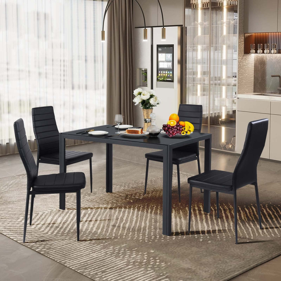 Giantex Set of 4 Dining Chairs, Upholstered Dining Side Chairs with Stain-Proof PVC Leather
