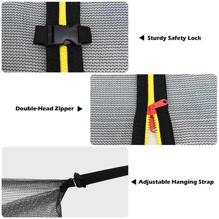 Trampoline Safety Net w/Adjustable Straps, 8 10 12 14 15 16Ft Weather-Resistant Replacement Enclosure Net