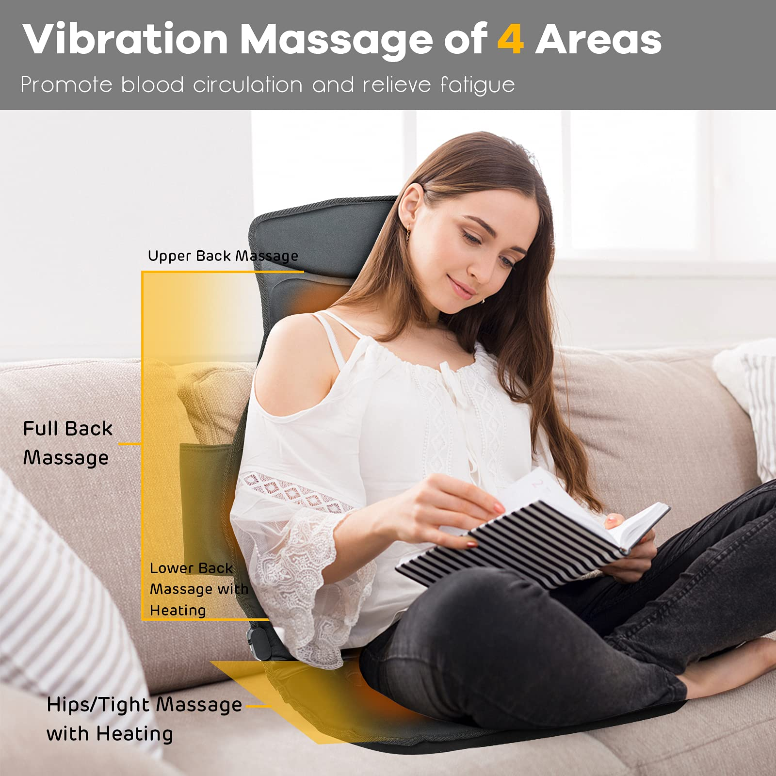Giantex Back Massager for Back Pain, Chair Massage Pad Shiatsu Massage Seat with 10 Vibration Motors