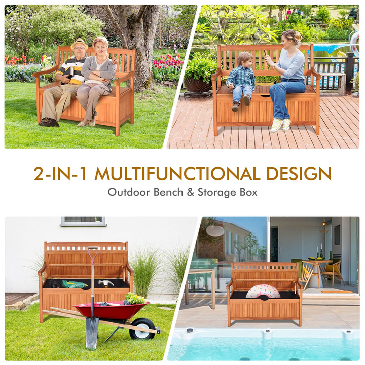 Giantex Patio Bench with Storage, Outdoor Deck Box with Seating for Pool Front Porch Garden Lawn Decor